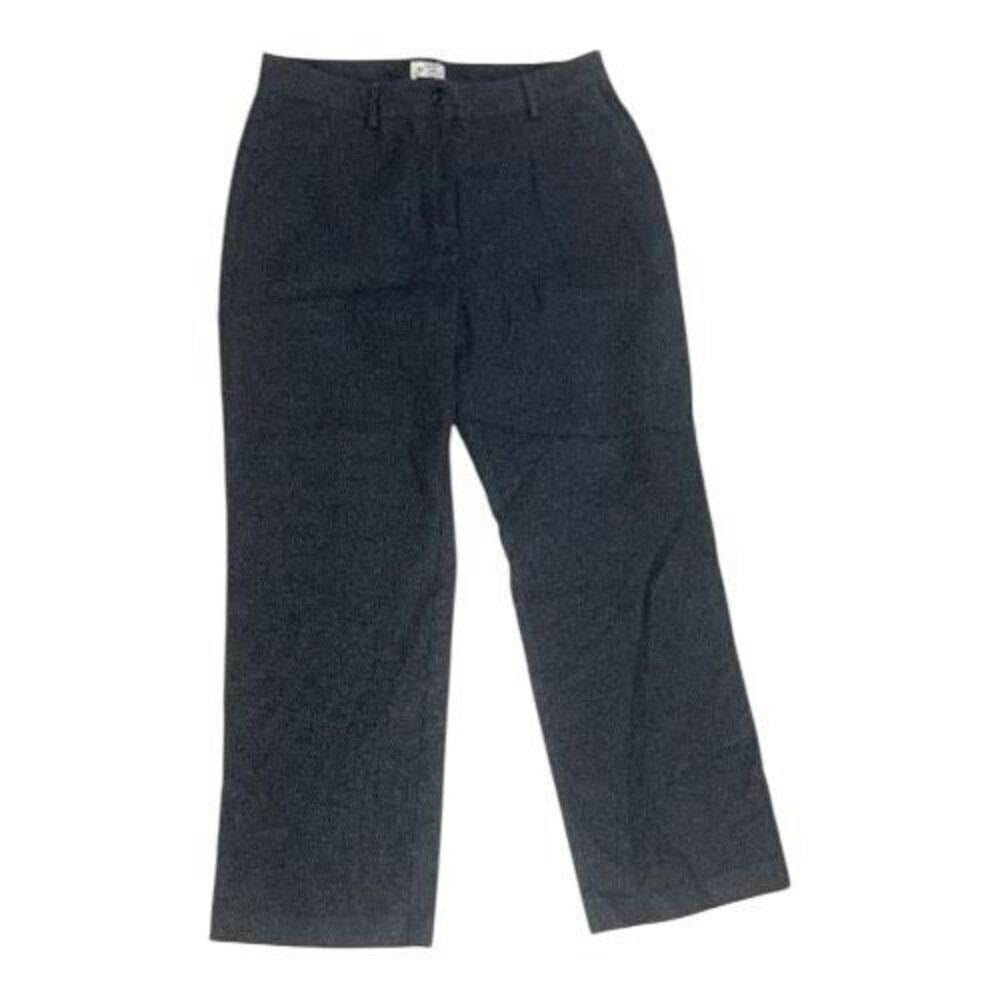 L.L. Bean Women Tweed Gray 100% Cotton Trouser Pants High Rise Size 12 Petite